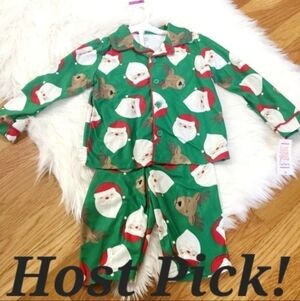 NWT Carter’s Christmas Holiday Pajama Set PJs Santa Claus Reindeer Green New